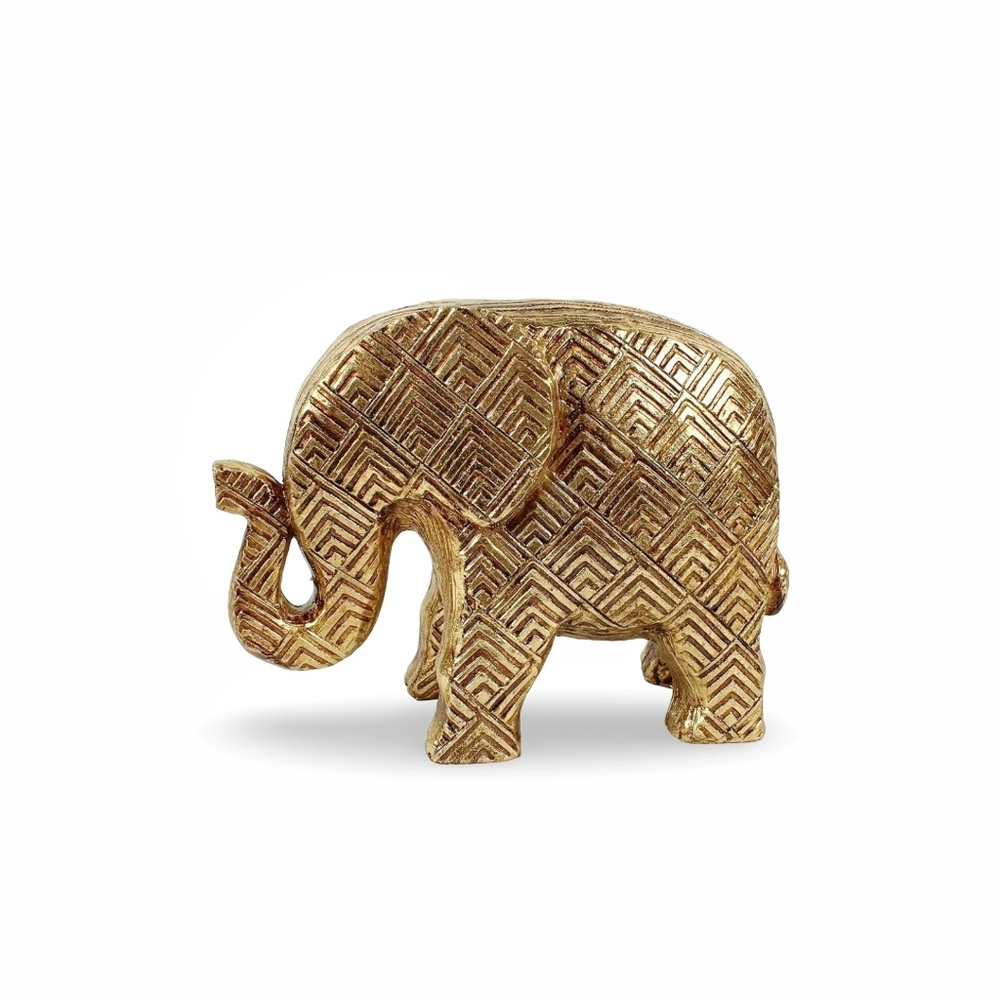 Sagebrook Home Polyresin 6" Brass Gold Elephant Statue Figurine EUC